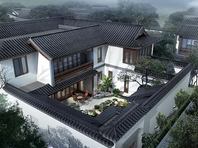Y-1-0004 四合院1层别墅外观效果图