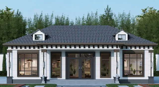 C-1-0004 新中式1层别墅外观效果图