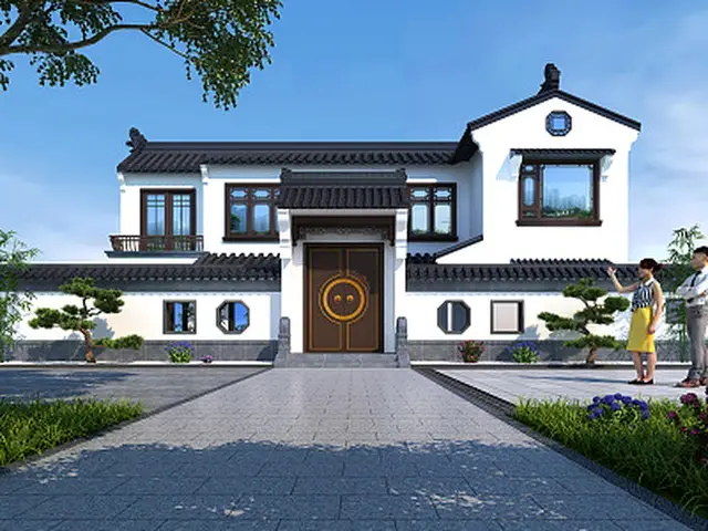 C-2-0013 新中式2层别墅外观效果图