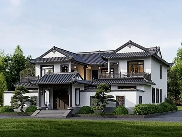 C-2-0026 新中式2层别墅外观效果图