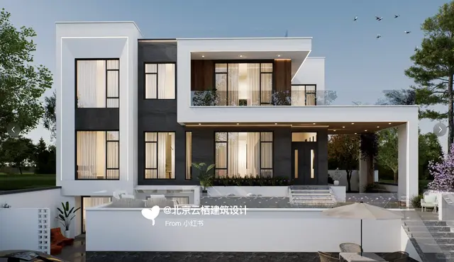 M-2-0065 现代2层别墅外观效果图
